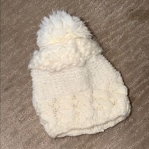 Chunky White Pom Beanie